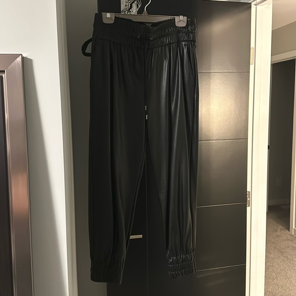 Pleather Pants, black with drawstring. - Picture 1 of 5